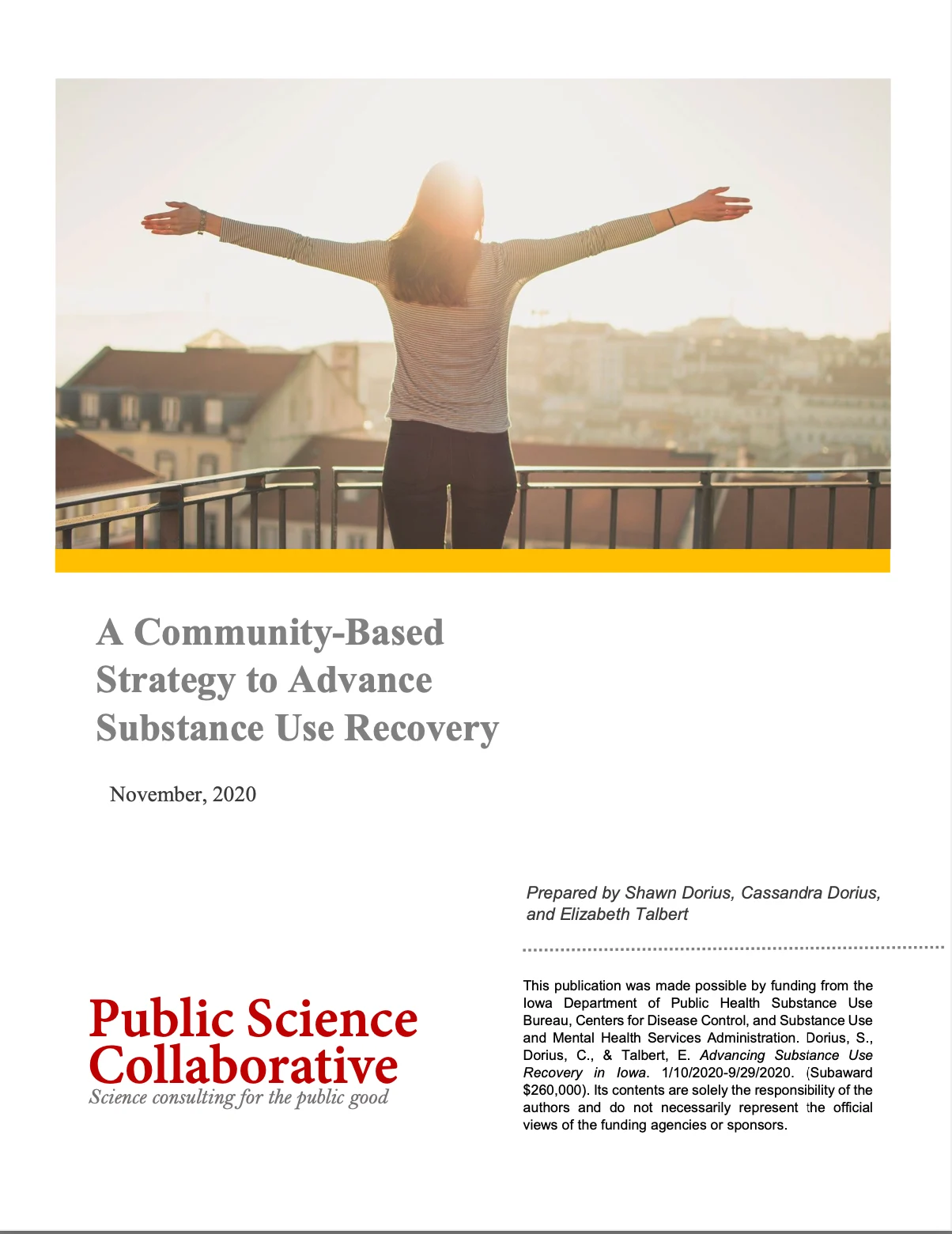 Image of the report title page for A Community Based Strategy to Advance Substance Use Recovery