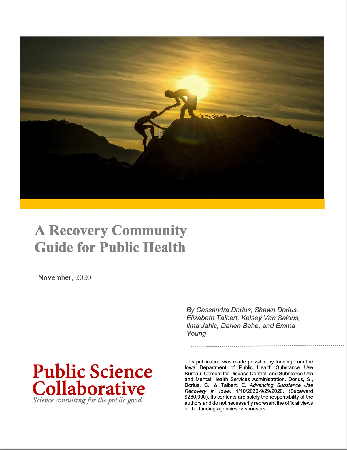 Image of the title page for the report A Recovery Community Guide for Public Health