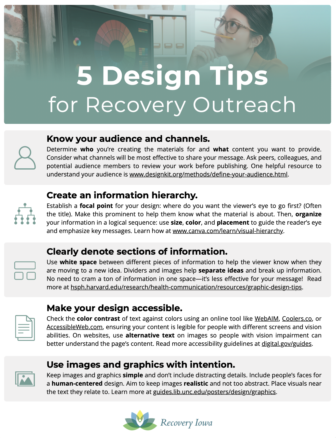 5 Design Tips for Recovery Outreach one-pager