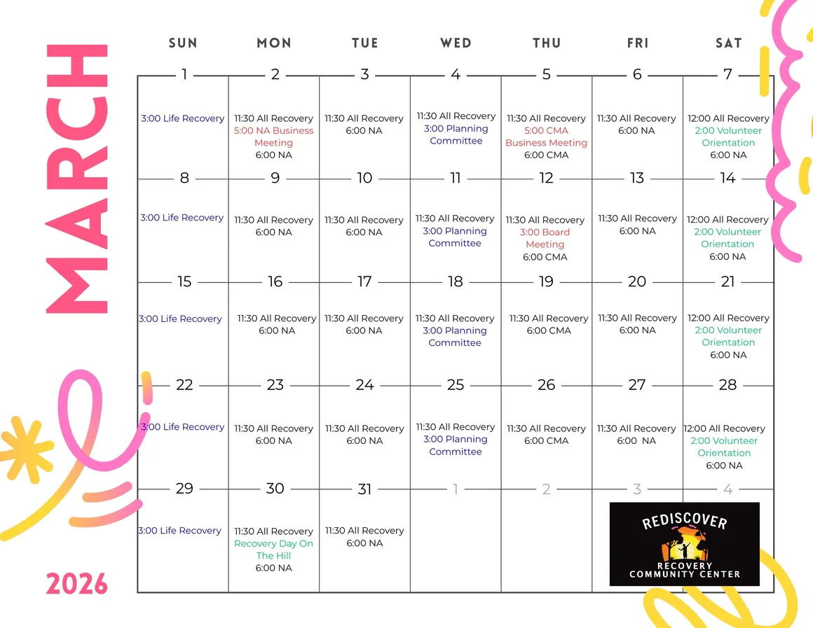 Rediscover March 2026 Calendar