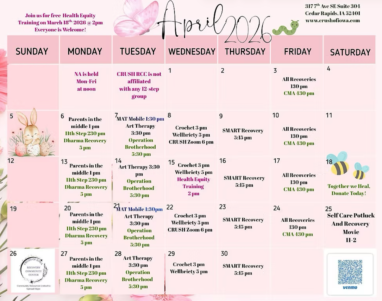 CRUSH calendar April 2026