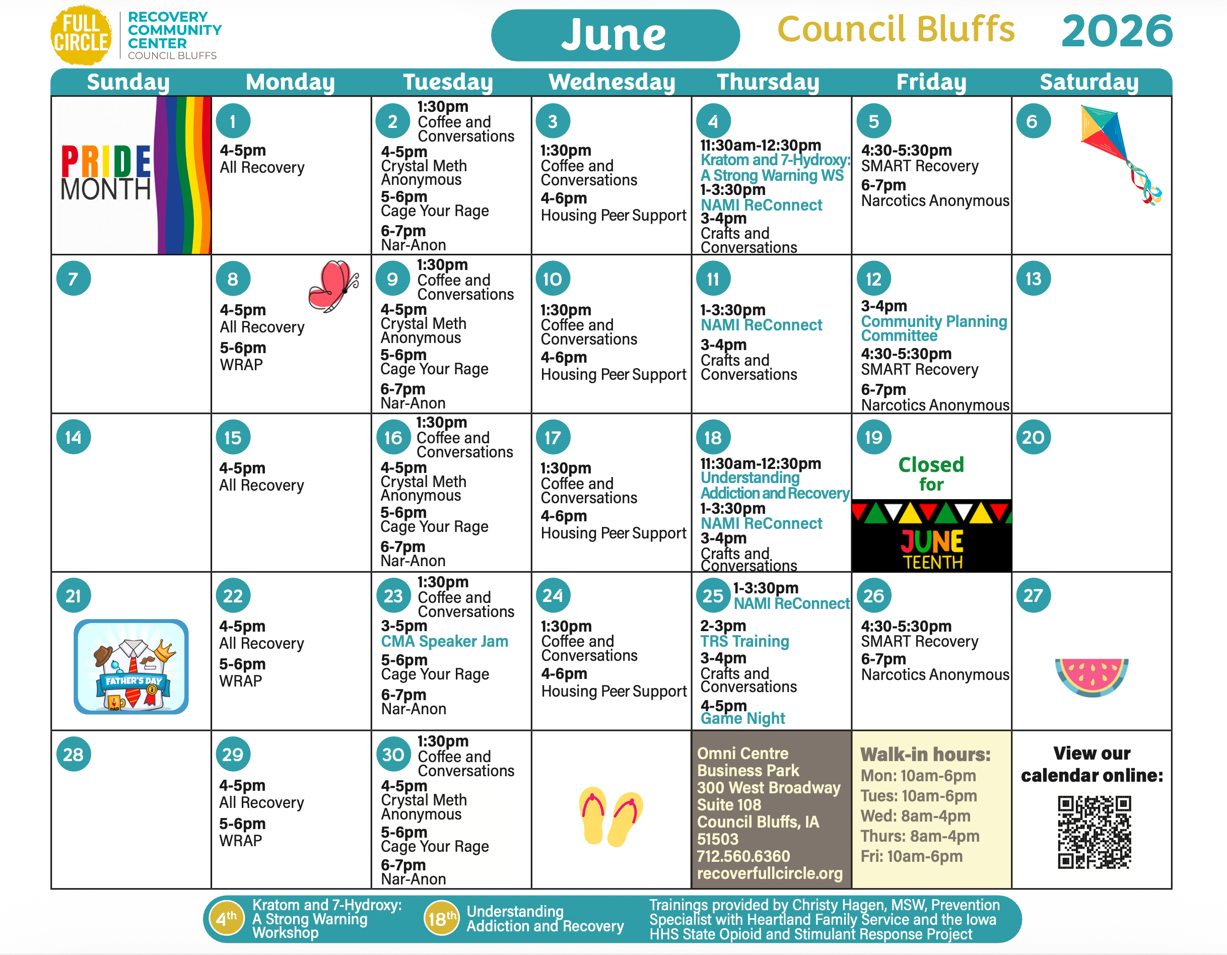 Full Circle Council Bluffs June 2026 Calendar