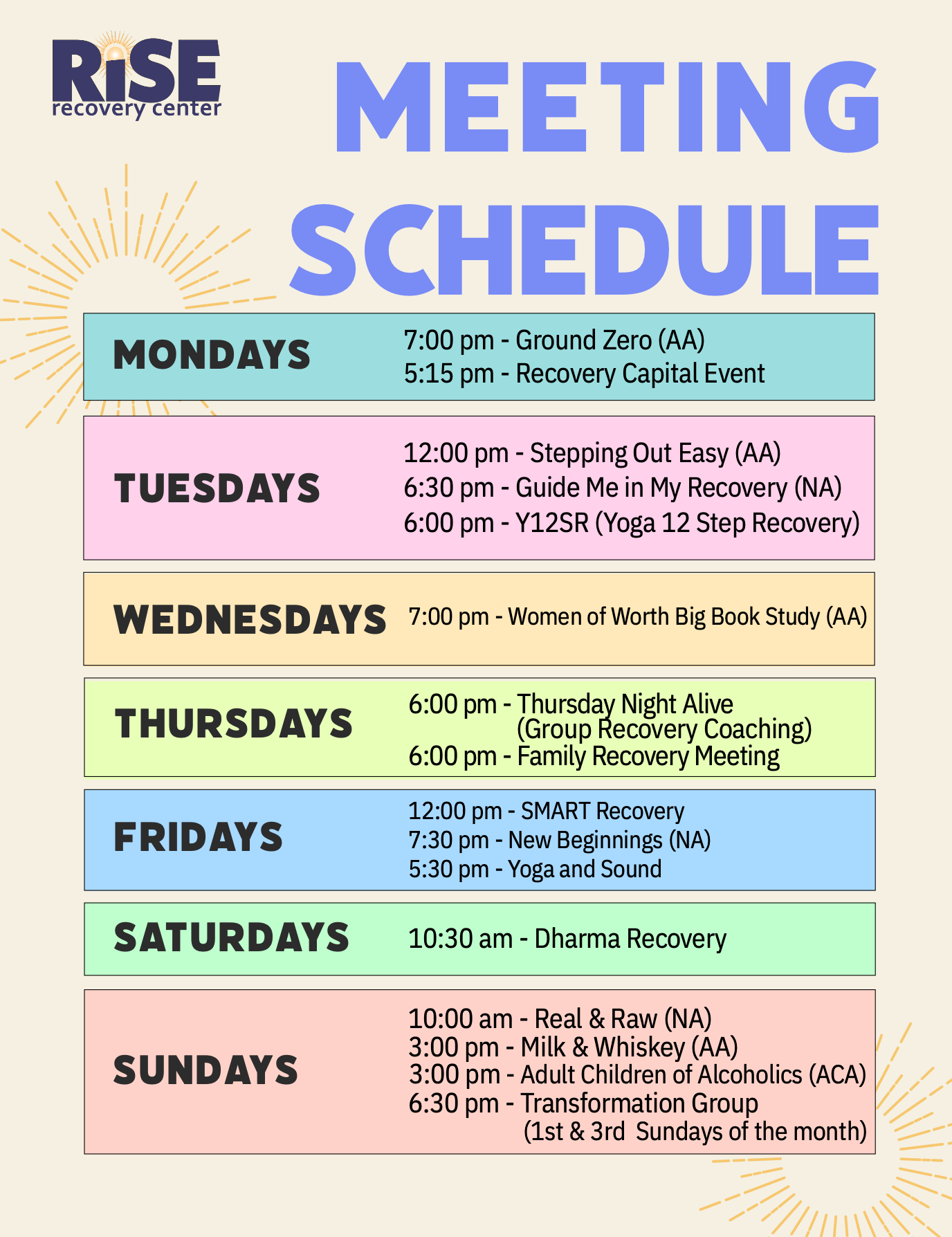 RISE Meeting Schedule