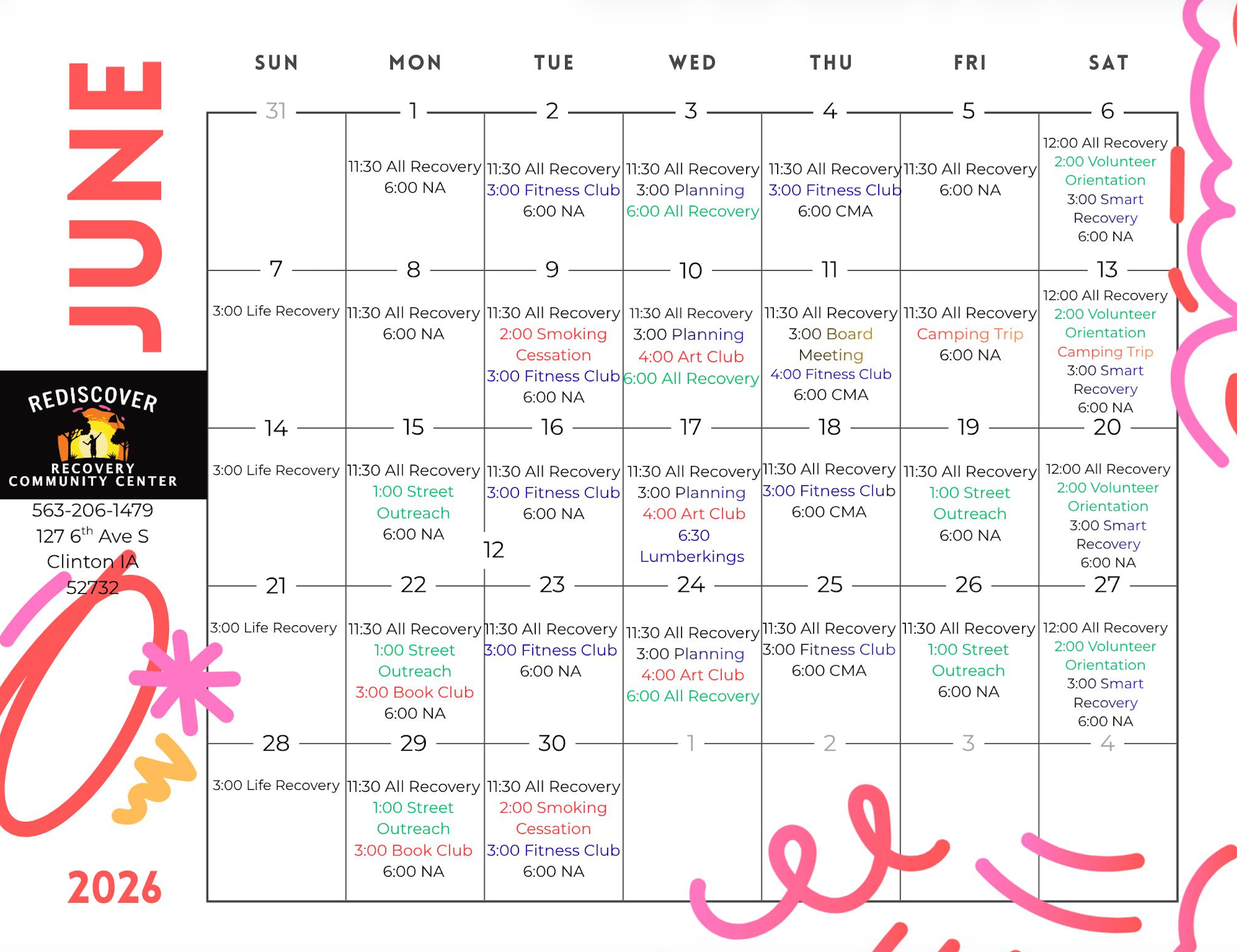 Rediscover RCC June 2026 Calendar