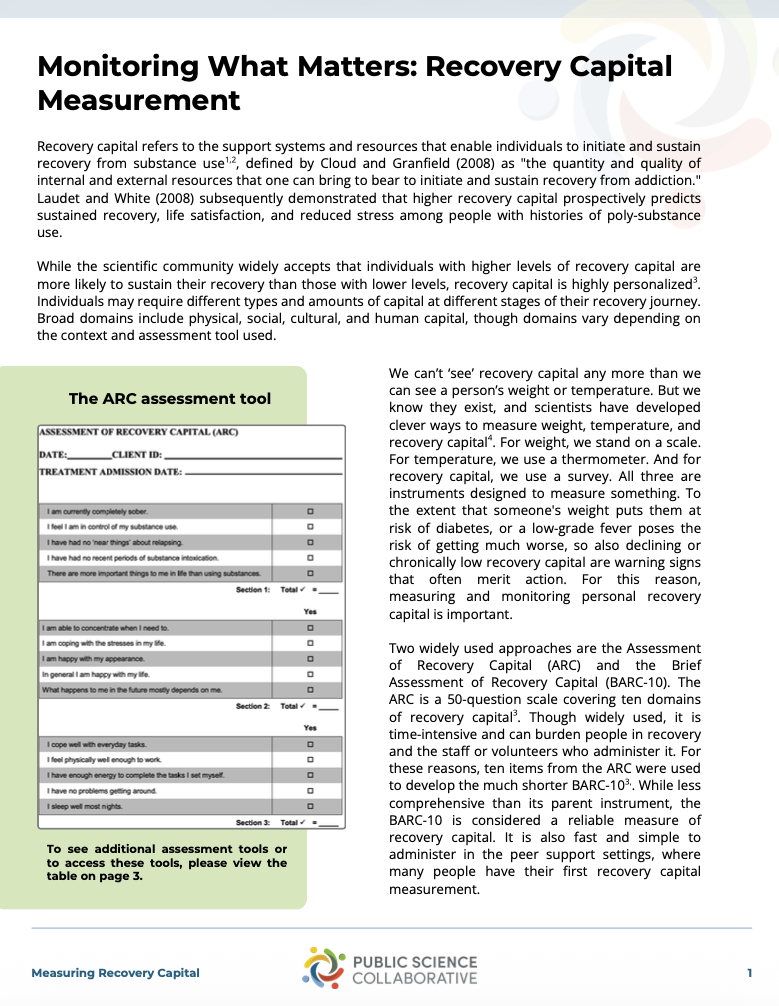 Measuring Recovery Capital brief