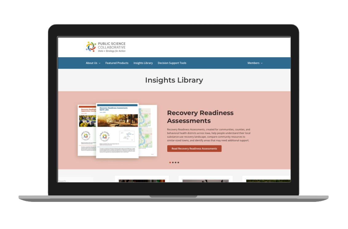 PSC Insights webpage displayed on laptop