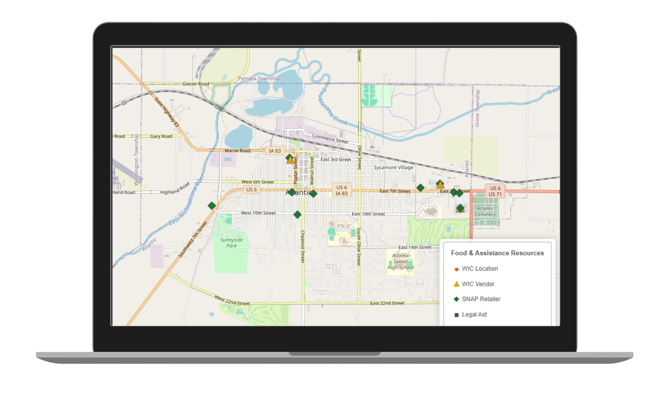 Recovery readiness map screen capture on laptop